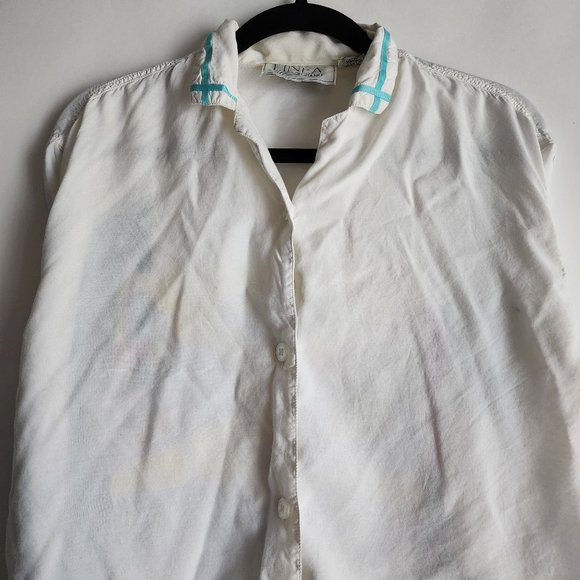 Vintage 80s Linea Gitano All American Sunset Diner Mens Small Button White Shirt - Picture 3 of 13